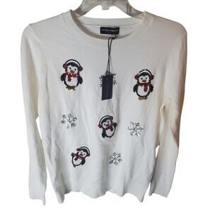 Victoria Harbour Penguins and Snowflakes Holiday Sweater, NWT, Small